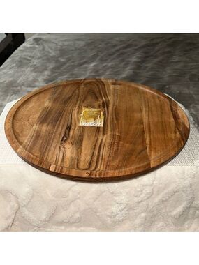 Large Wooden Lazy Susan Brown Pink Serve Charcuterie Dessert and more Tray